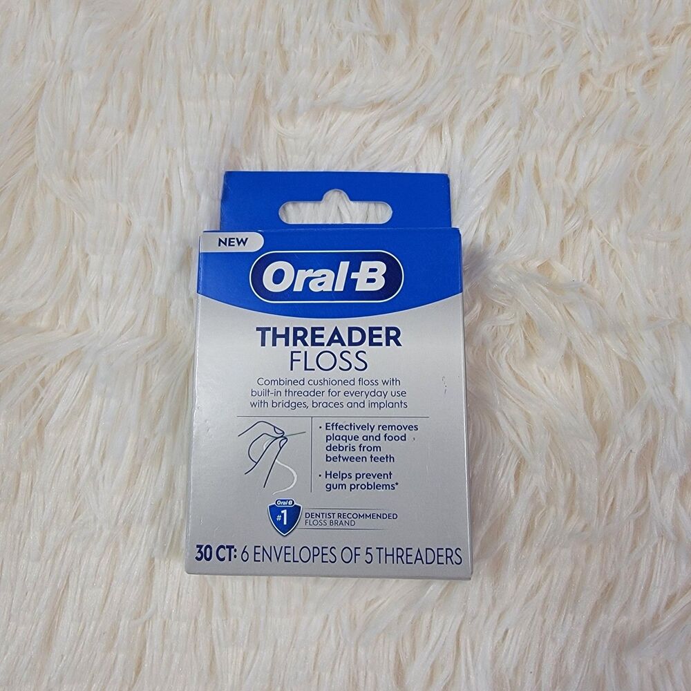 Oral-B Threader Floss 30 Count Cushioned Dental Floss Original New For Bridges